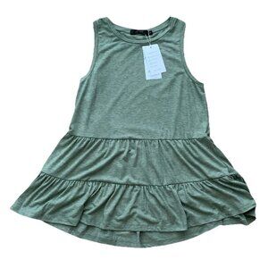 HAEOF Sleeveless Peplum Babydoll Tunic Top Crew Neck Small Green NWT